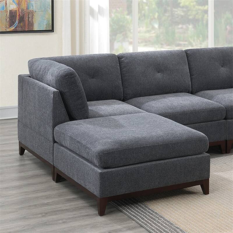 Chenille Fabric Modular Sectional Couch (Set of 6)