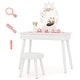 preview thumbnail 19 of 28, Kids Vanity Table Set with Lighted Mirror and Storage Drawer - 27.5” L x 13.5” W x 39” H