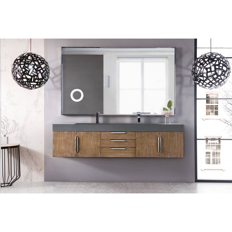James Martin Vanities Mercer Island 72" Double Vanity, Latte Oak with Brushed Nickel Hardware