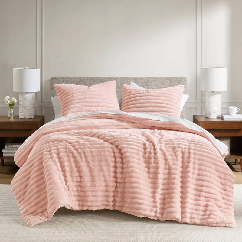 Chelsea Square Avril Fluffy Ribbed Plush Comforter Set
