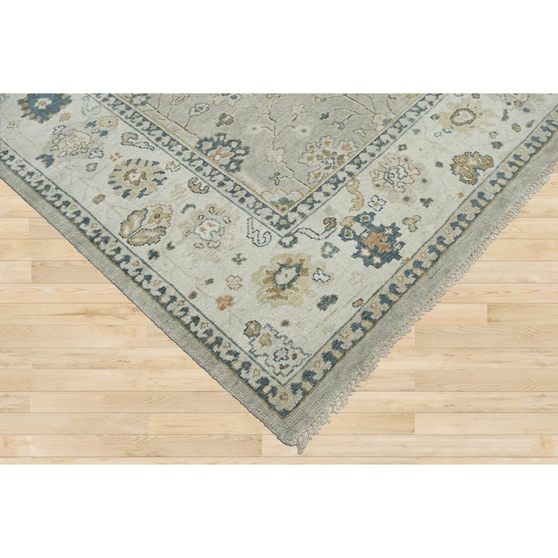 LoomBloom Multi Size Gray Hand Knotted Wool Oushak Rug