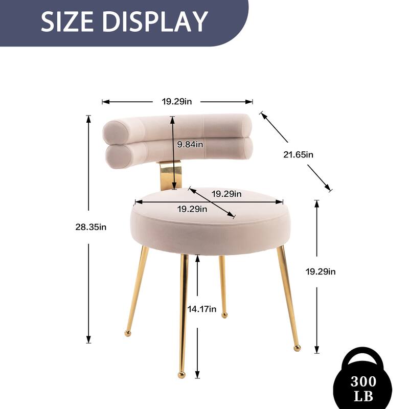 Velvet light luxury dining chairs, metal leisure chairs with backrest,sets of 2
