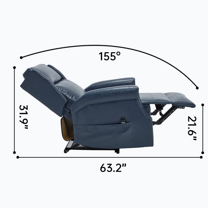 Faux Leather Recliner with 155 Degree Recline and 8 Vibration Nodes