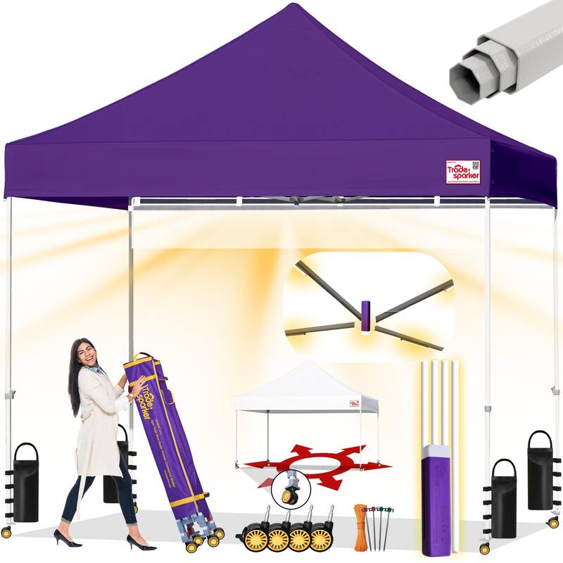 Tradesparker Ez Pop Up Canopy Tent Commercial Instant Canopies - 10X10ft without sidewall - Purple