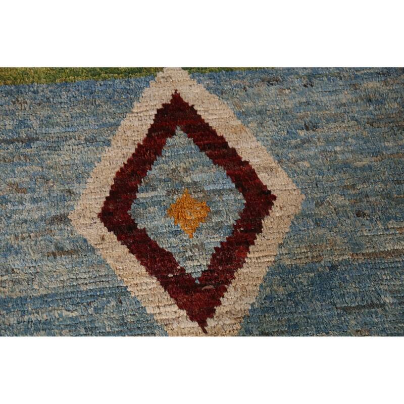 Moroccan Oriental Large Rug Handmade Modern Beige Wool Carpet - 9'11" x 13'8"