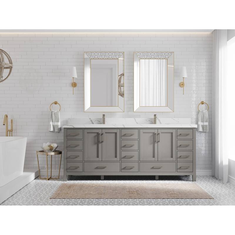 Willow Collection 84 in. W x 22 in. D Malibu Double Sink Bathroom Vanity with Countertop