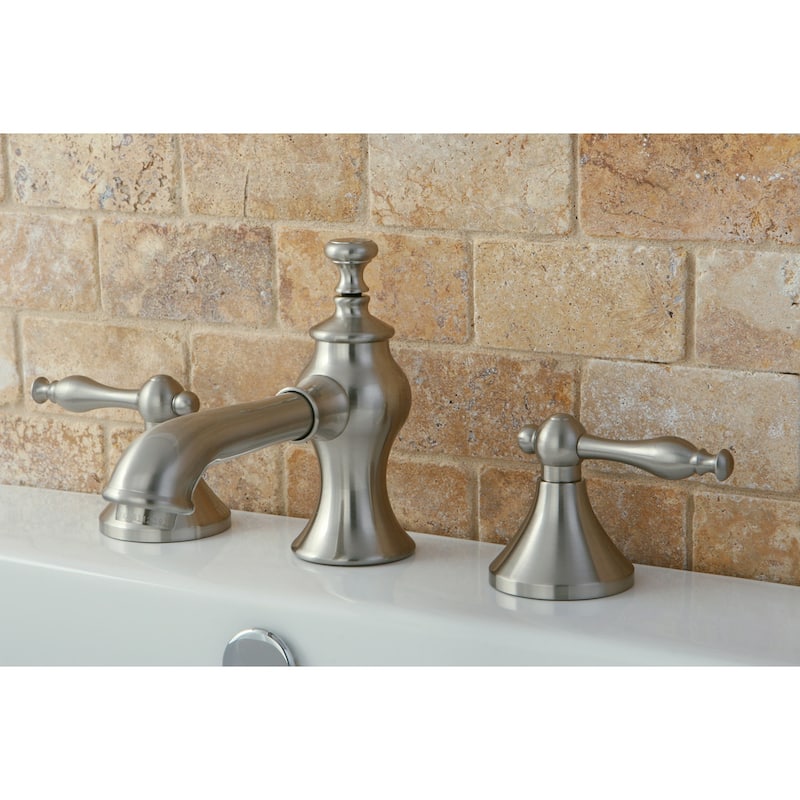 Kingston Brass Naples 1.2 GPM Widespread Bathroom Faucet with Pop-Up