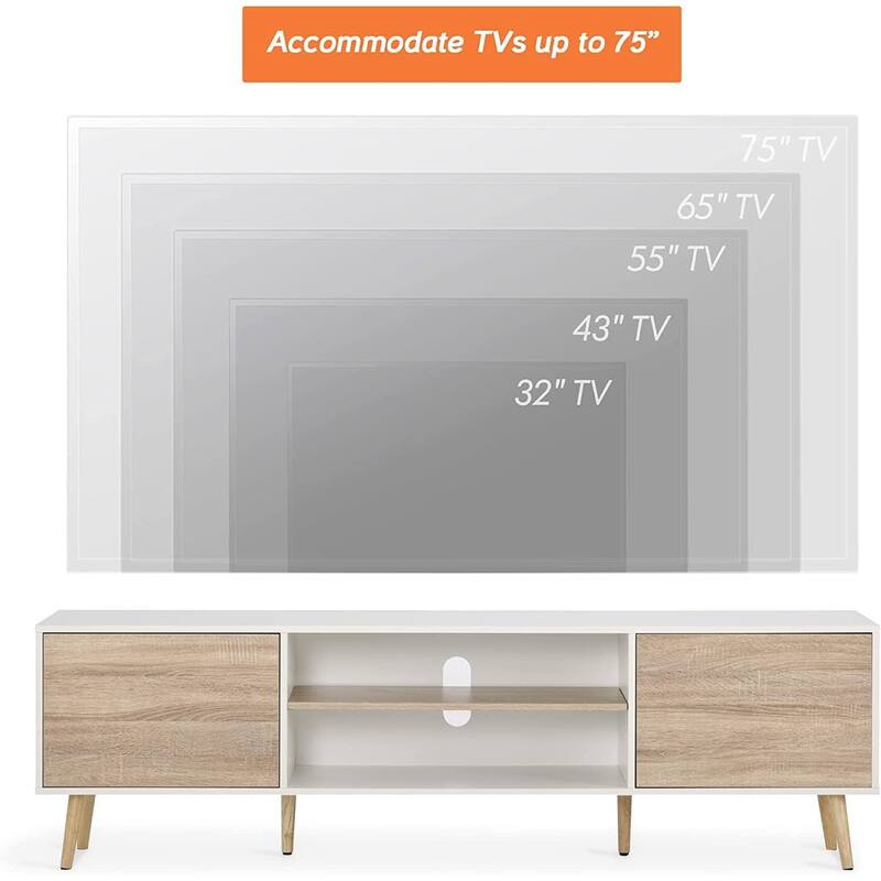 TV Stand for 60 inch TV Entertainment Center,White & Oak-53 inch