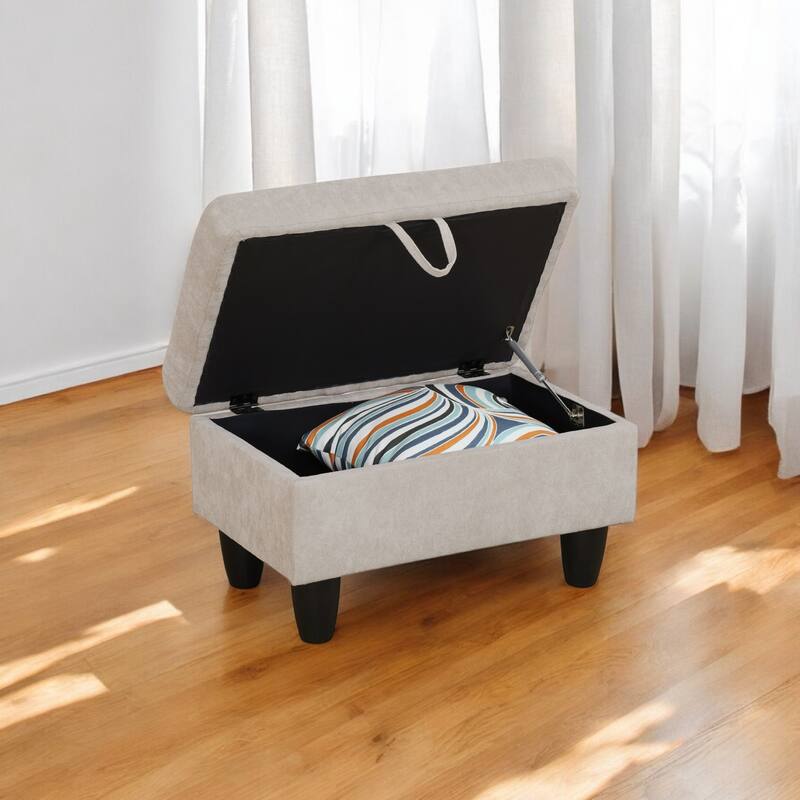 KISRAIS 28.5" Wide Upholstered Storage Ottoman