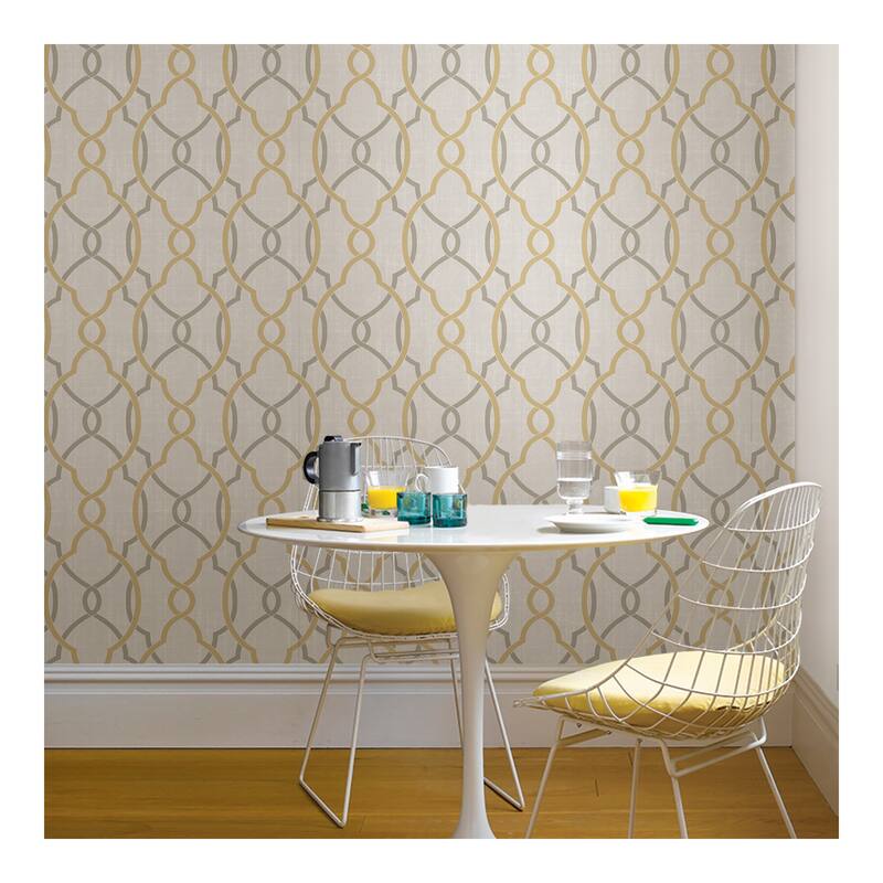 NuWallpaper Sausalito Taupe/Yellow Peel & Stick Wallpaper - 216in x 20.5in x 0.025in