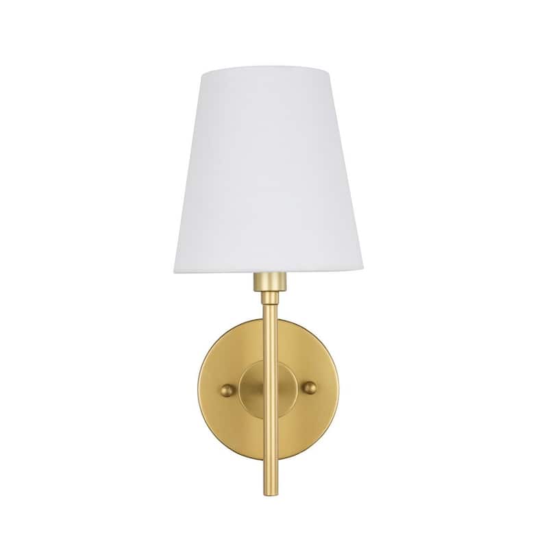 Carlton 1-light White Shade Wall Sconce - Brass