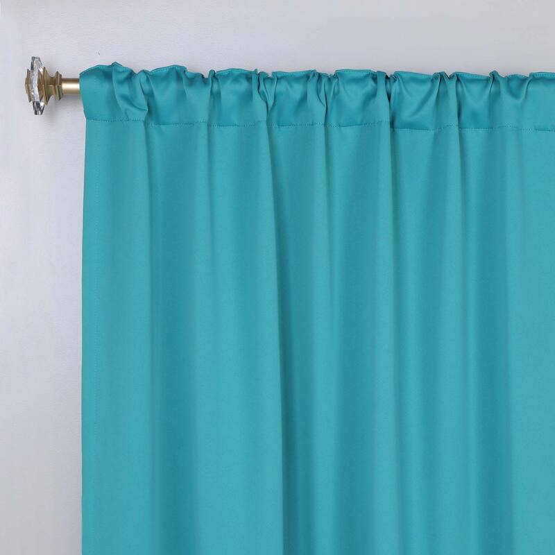 Superior Solid Machine Washable Room Darkening Curtains with Back Tabs, Set of 2