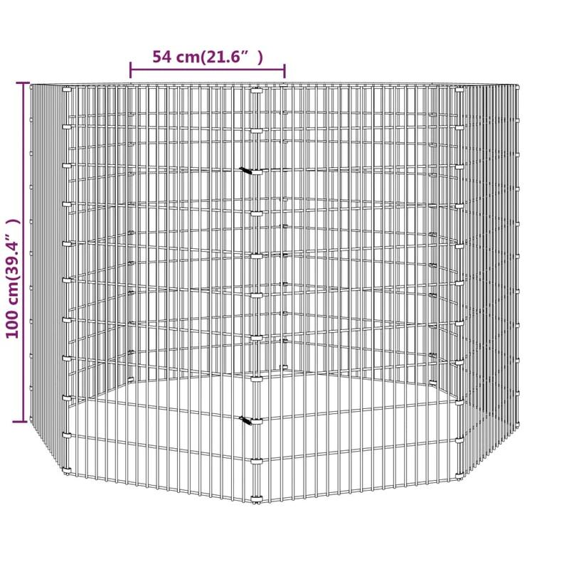 vidaXL Free Range Animal Enclosure Rabbit Hutch Free Range Pen Galvanized Iron