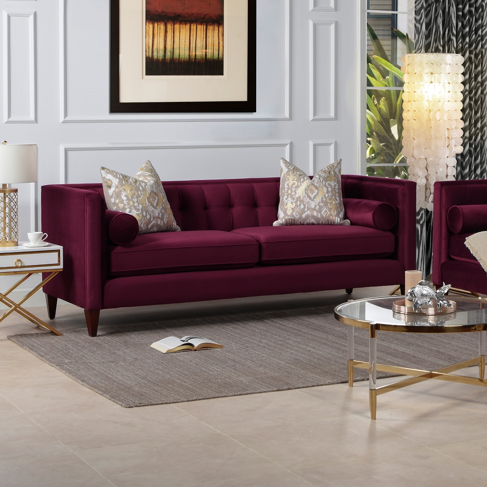 Maroon velvet store couch