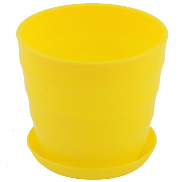 Yard Garden Plastic Round Plant Succulent Holder Flower Pot Container Yellow
