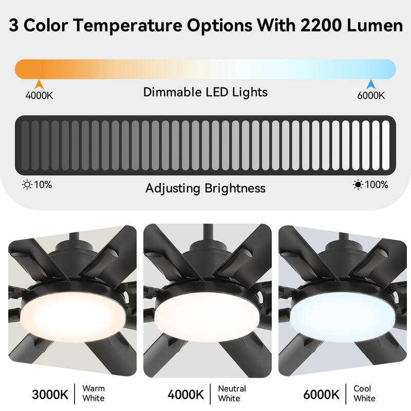52/66/72/84 Inch Smart Ceiling Fan with Light ,Wall Switch, APP Control,Dimmable LED,8 Blades