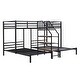 preview thumbnail 10 of 20, Metal Twin over Twin Triple Bunk Kids Bed Frame with Storage Shelves, Staircase and Safety Guardrails for Bedroom, Black