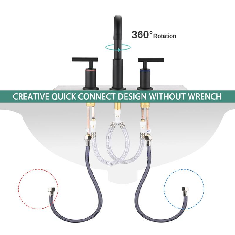 8 in. Widespread Double Handle Bathroom Faucet with Pop Up Drain in Brushed Gold