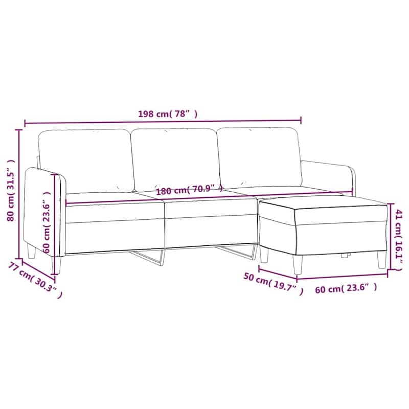 vidaXL Sofa Chair with Footstool Living Room Accent Upholstered Chair Fabric