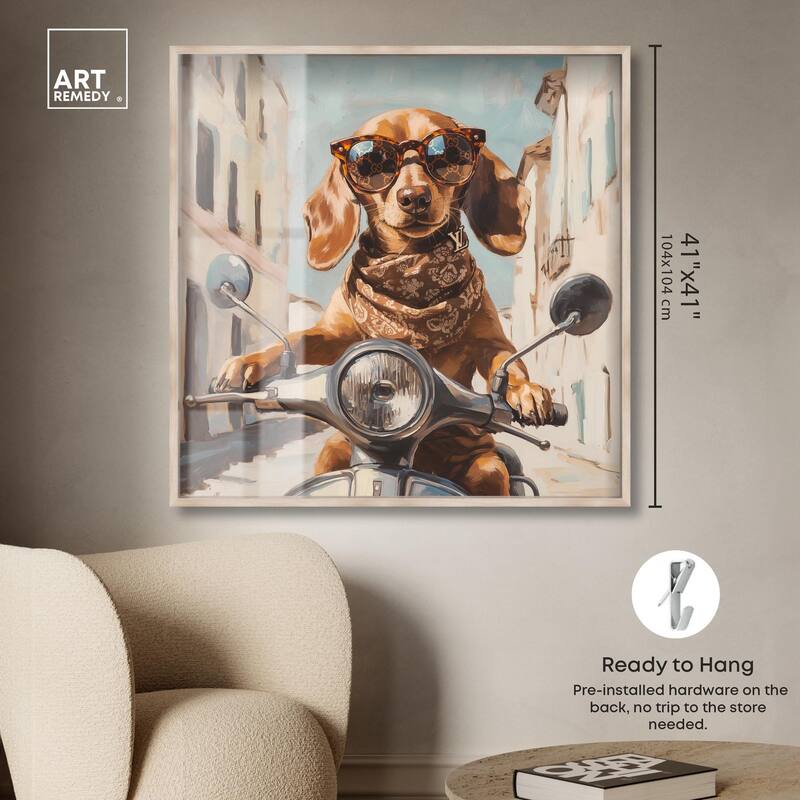 Doxxie on a Scooter Drive Shadowbox by Art Remedy