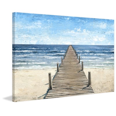 'Long Pier to the Ocean' Painting Print on Wrapped Canvas