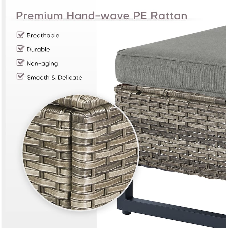 Gymojoy Outdoor Wicker Ottomans with Olefin Cushions