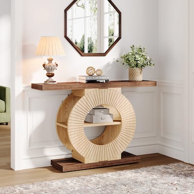 Console Table with Storage Shelves for Entryway Living Room