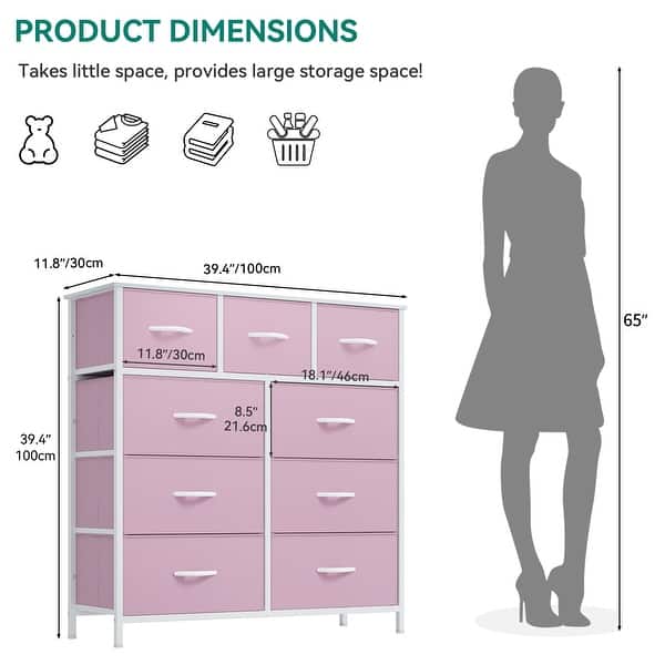 dresser size WLIVE Wide 6-Drawer Mid-century Wood Dresser main image 0