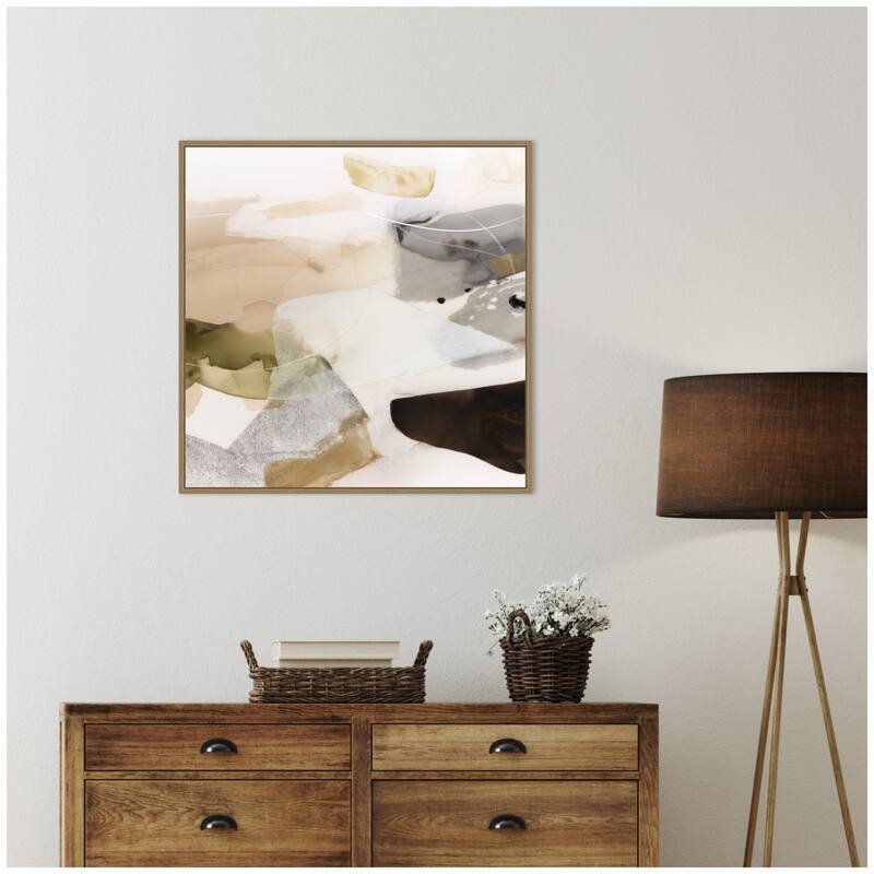 Kate and Laurel Golden Terrain by Amy Lighthall Framed Canvas Wall Art Print