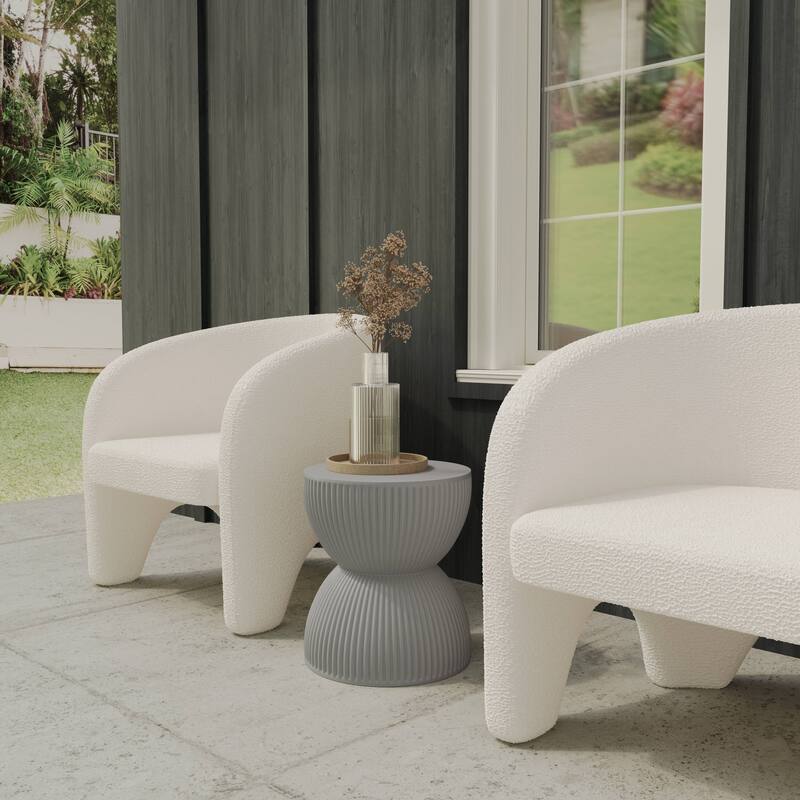 15" Wide Side Table in Painted Fiberstone with Hourglass Design Spire Collection