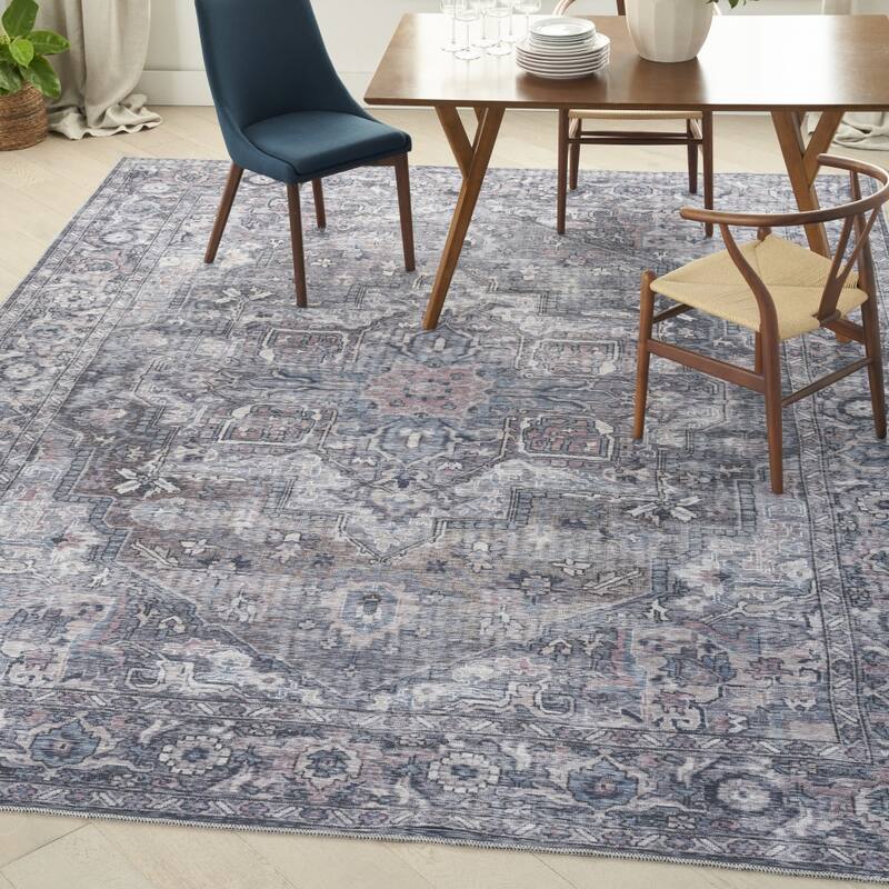 Hequ Power Loomed Distressed Floral Area Rug By HomeRoots - 9' x 12'