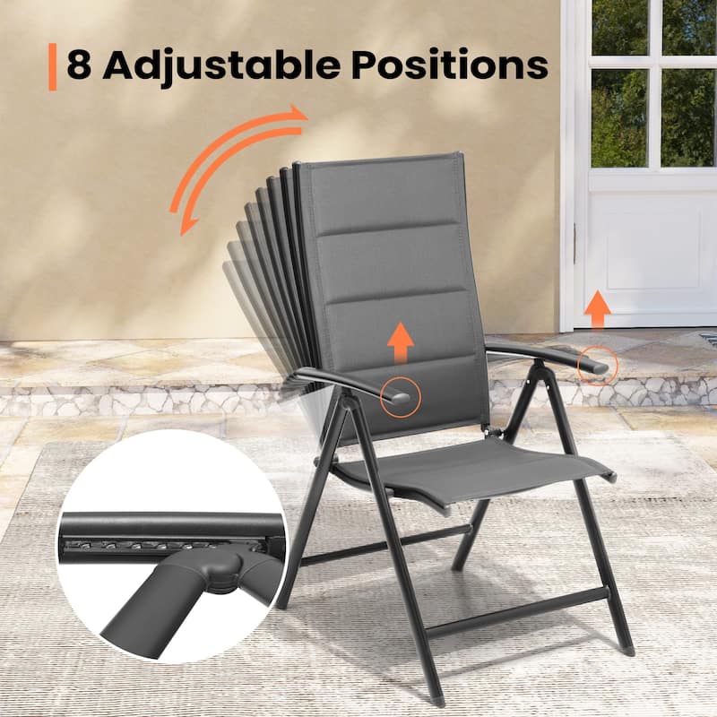 Pellebant Patio Folding Dining Chairs Aluminum Padded Adjustable