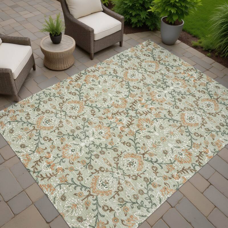 Machine Washable Indoor/ Outdoor Traditional Hartman Chantille Rug