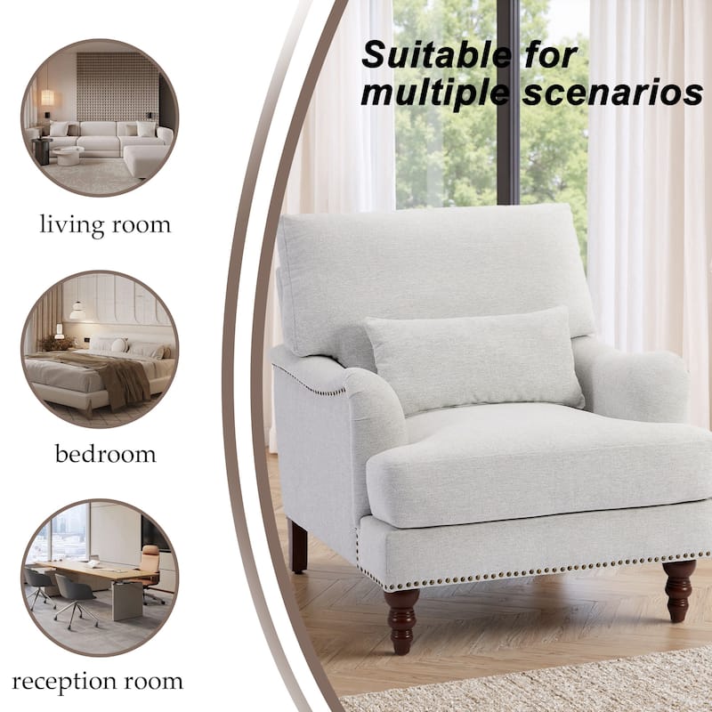 Set of 2 Mid Century Chenille Upholstered Accent Chairs