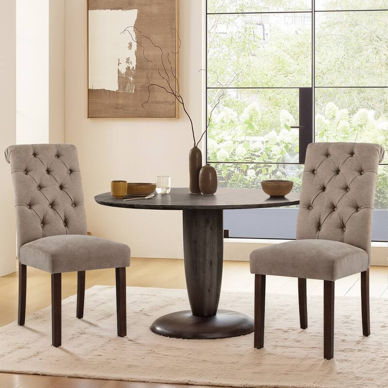 Tufted Parsons Dining Chairs - Velvet-Like Upholstery & Padded Seats for Kitchen & Dining Room