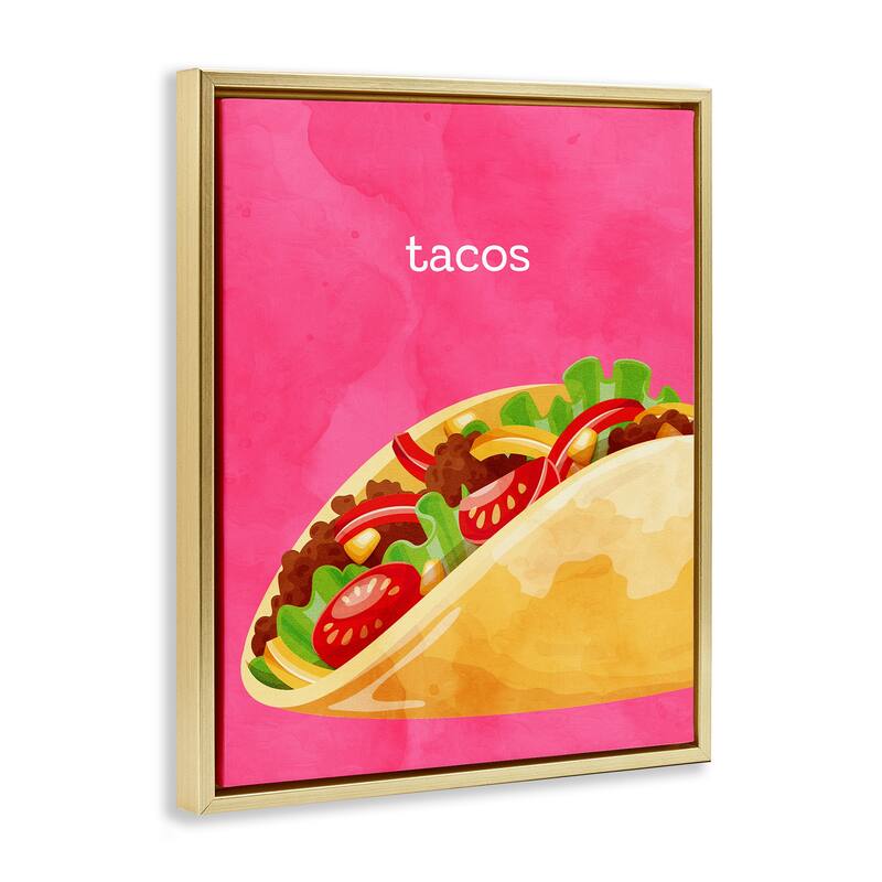 Stupell Tacos Mexican Cuisine Framed Floater Canvas Wall Art Design By Kim Allen