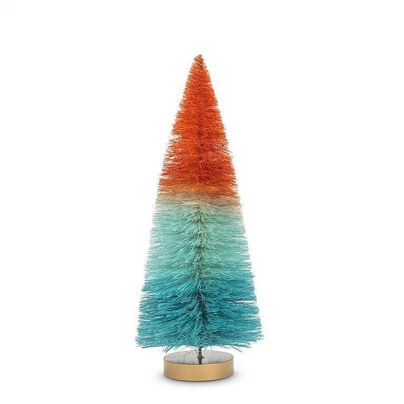 Orange To Blue Ombre Brush Tree Figurine