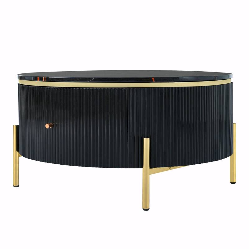31.5'' Modern Round Coffee Table with Large Drawer Storage