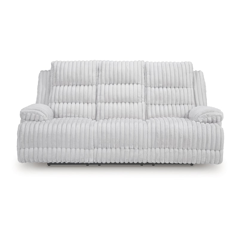 Signature Design by Ashley Technique White Power Reclining Sofa with Drop Down Table - 90"W x 42"D x 46"H
