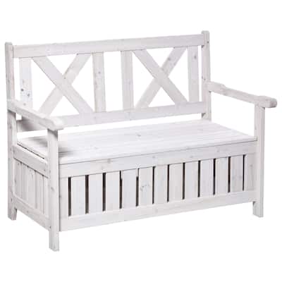 Outsunny Patio Wooden Bench with Storage Box