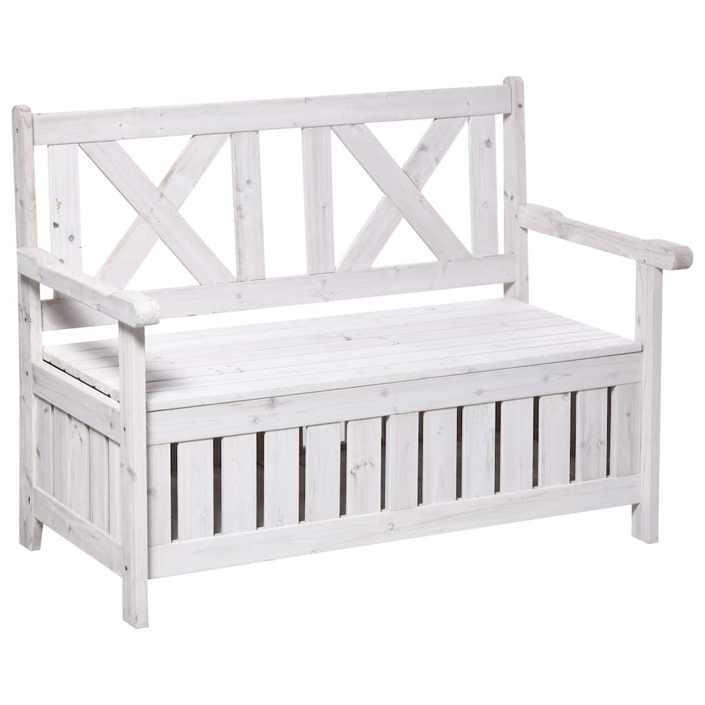 Outsunny Patio Wooden Bench with Storage Box