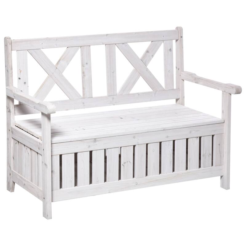 Patio Wooden Bench With Storage Box, Gallon Outdoor Storage Bench