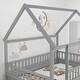 preview thumbnail 2 of 35, Wooden Floor Bed with House Roof Frame and Guardrails