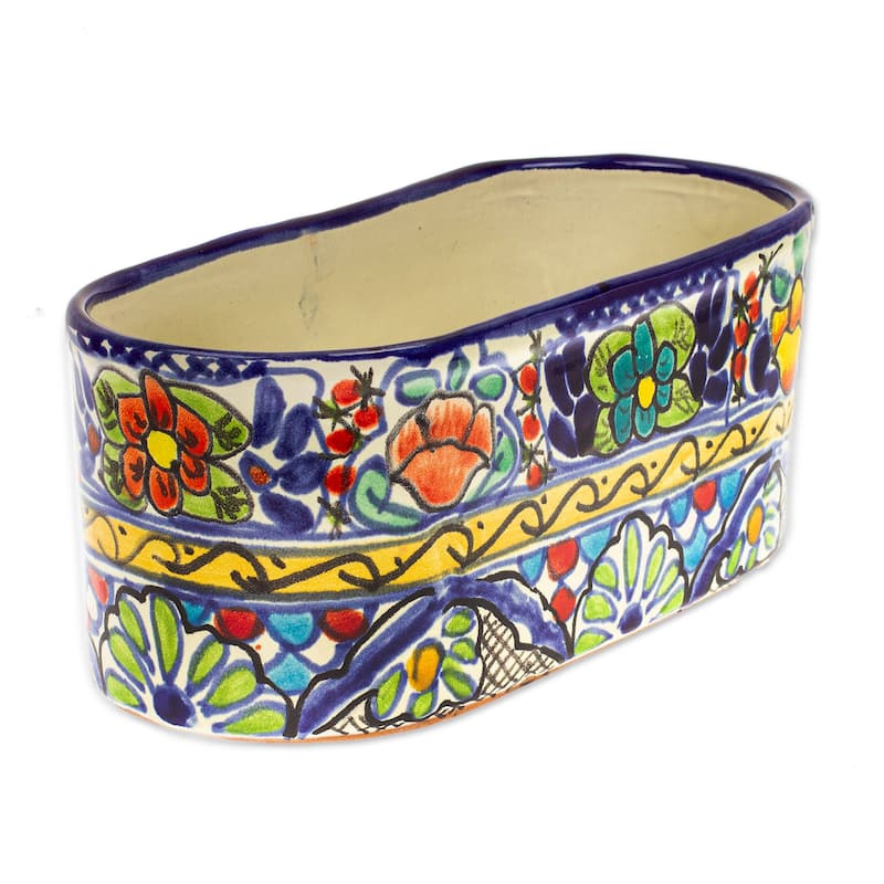 Novica Handmade Garden Bliss Ceramic Pot