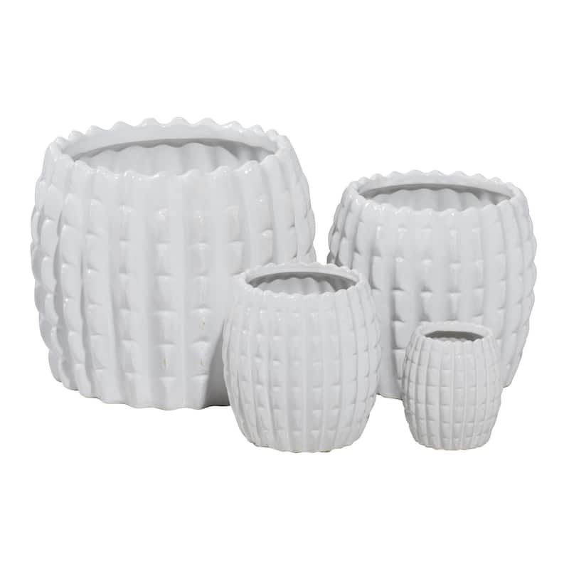 Ceramic Indoor Outdoor Planter - Set of 4 White - Roche River Decor