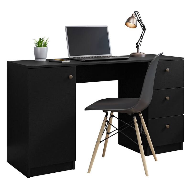 Madesa Home Office Gaming Computer Desk, Cable Management and Large Monitor Stand, 30" H x 18" D x 53" W - White