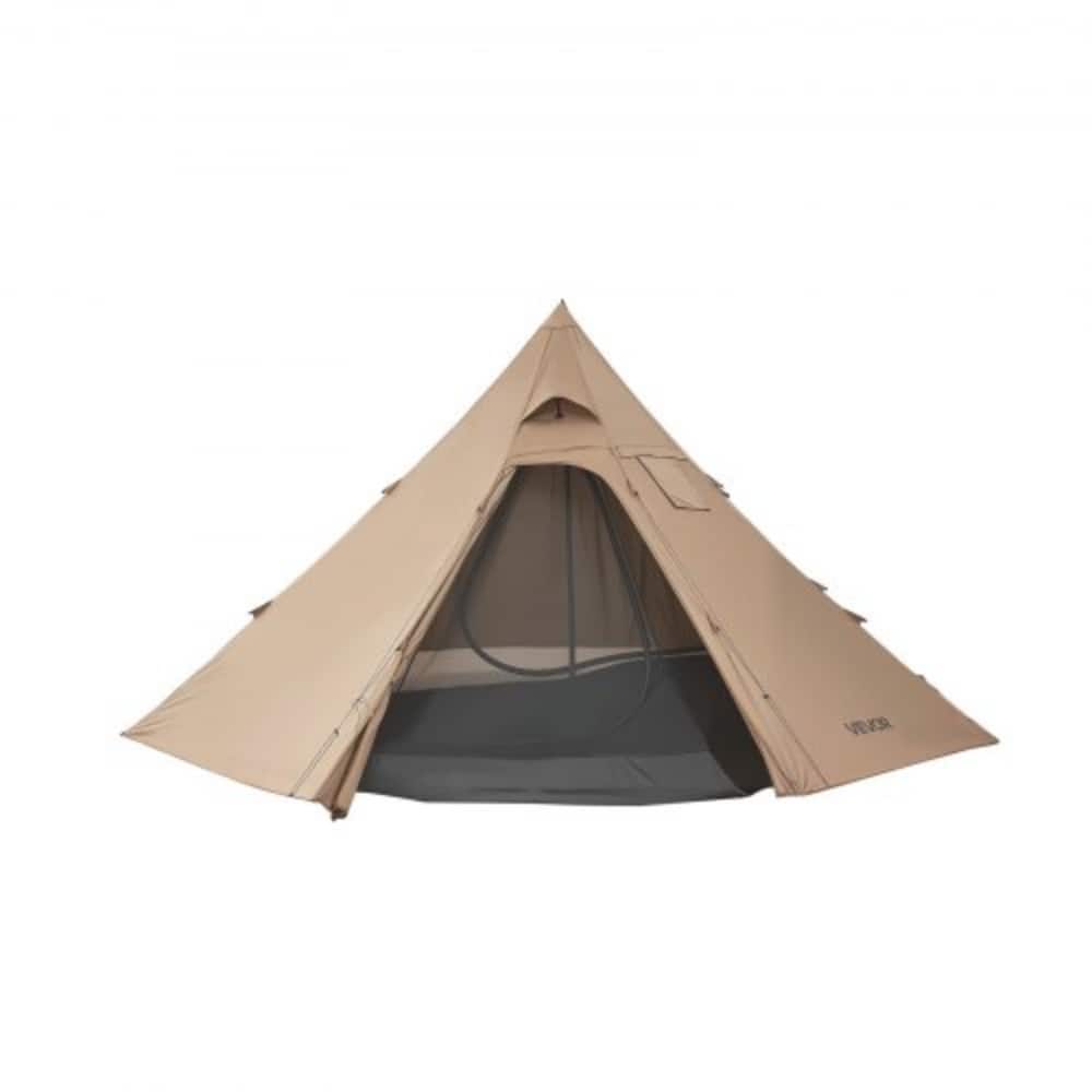 Brown Polyester Hot Tent 2m Aluminum Poles 4 Season with Stove Jack - 157.48 × 157.48 × 78.74 in