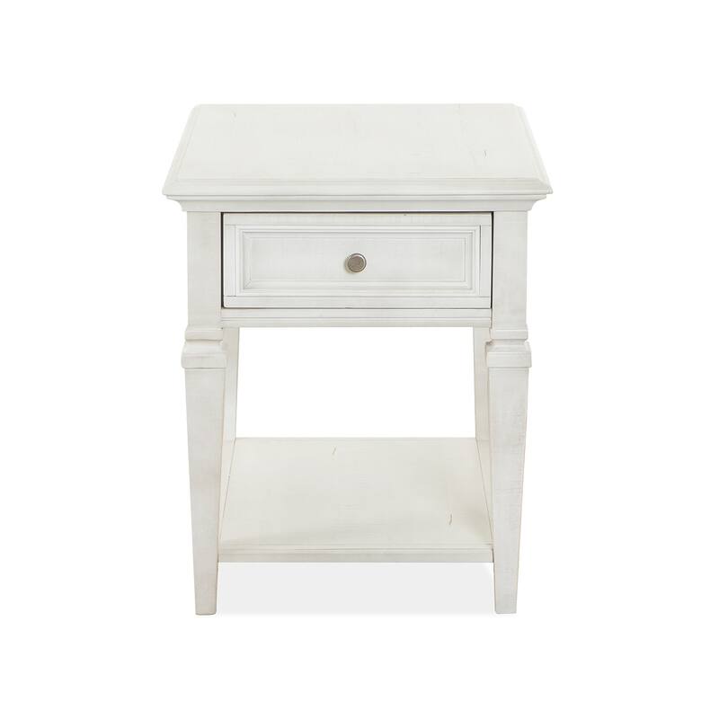 Magnussen Home Newport Alabaster Rectangular End Table - 20''W x 26''D x 24''H