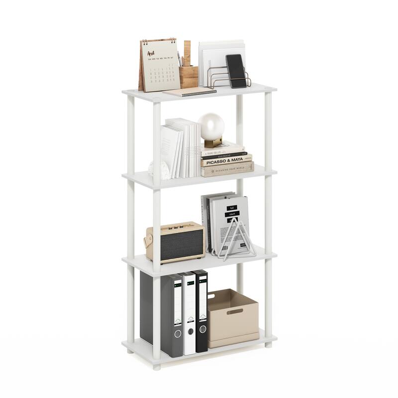 4 Tiers Wood Household Shelving Unit in White (23.6 in. W x 43.25 in. H x 11.6 in. D) - 23.6