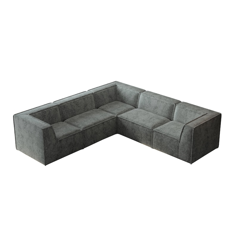 106"x106" Chenille Modular L-Shaped Sectional Sofa with 5-Piece Free Combination, Foam-Filled Cushions & No-Assembly Design